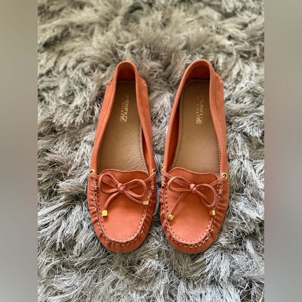 Sperry Orange Leather Moccasin Loafers - Picture 3 of 6
